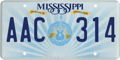 MS license plate AAC314