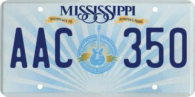 MS license plate AAC350