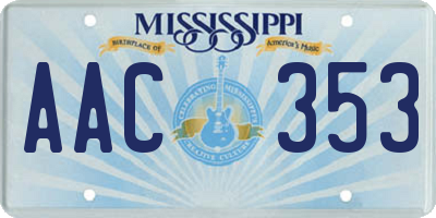 MS license plate AAC353