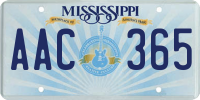 MS license plate AAC365