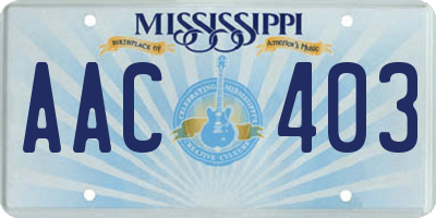 MS license plate AAC403