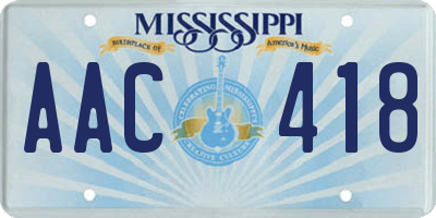 MS license plate AAC418