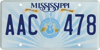 MS license plate AAC478