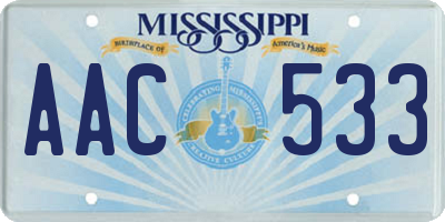 MS license plate AAC533