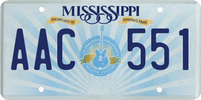 MS license plate AAC551