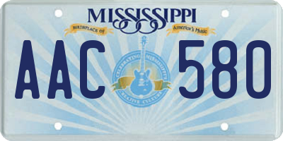 MS license plate AAC580