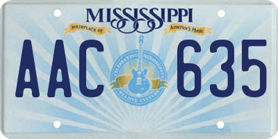 MS license plate AAC635