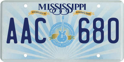 MS license plate AAC680