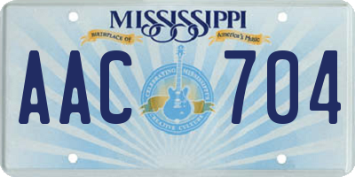 MS license plate AAC704