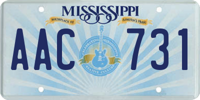 MS license plate AAC731