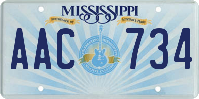 MS license plate AAC734