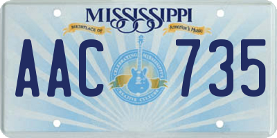 MS license plate AAC735