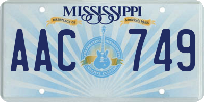 MS license plate AAC749