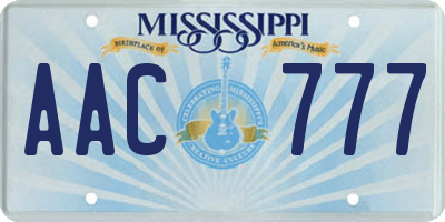 MS license plate AAC777
