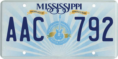MS license plate AAC792