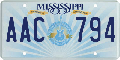 MS license plate AAC794