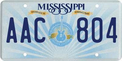 MS license plate AAC804