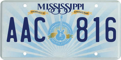 MS license plate AAC816