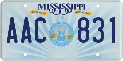 MS license plate AAC831