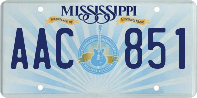 MS license plate AAC851
