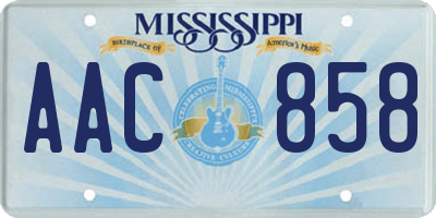 MS license plate AAC858