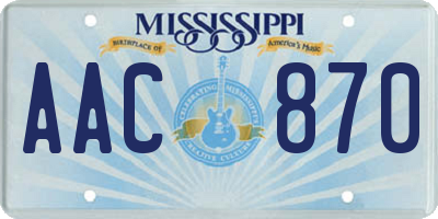 MS license plate AAC870