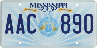 MS license plate AAC890