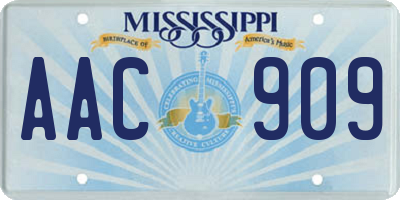 MS license plate AAC909