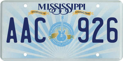 MS license plate AAC926