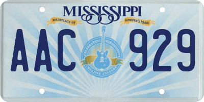MS license plate AAC929