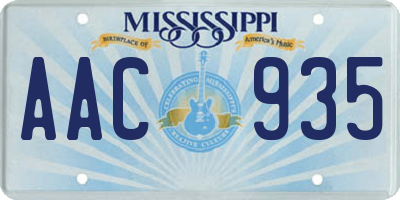 MS license plate AAC935