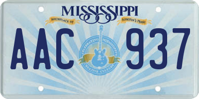 MS license plate AAC937
