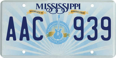 MS license plate AAC939