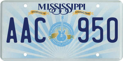 MS license plate AAC950