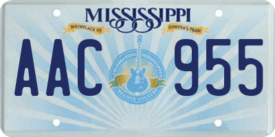 MS license plate AAC955