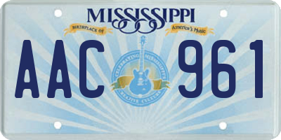 MS license plate AAC961