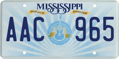 MS license plate AAC965