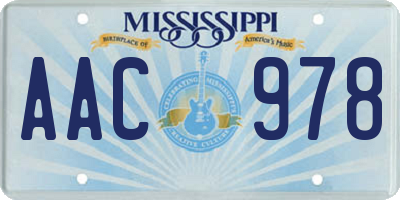 MS license plate AAC978