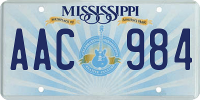 MS license plate AAC984