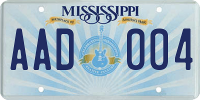 MS license plate AAD004