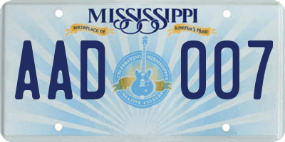 MS license plate AAD007