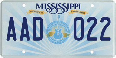 MS license plate AAD022