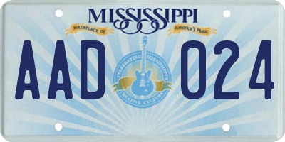 MS license plate AAD024