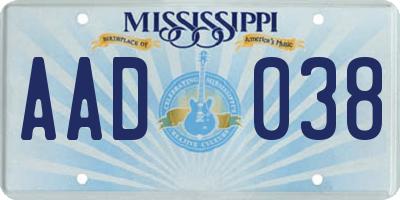 MS license plate AAD038