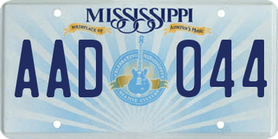 MS license plate AAD044