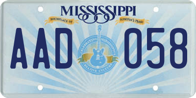 MS license plate AAD058