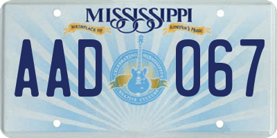 MS license plate AAD067