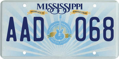 MS license plate AAD068