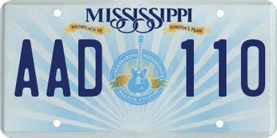 MS license plate AAD110