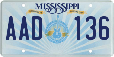 MS license plate AAD136
